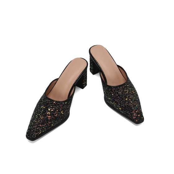 Metal fashion sequin coarse single order shoes